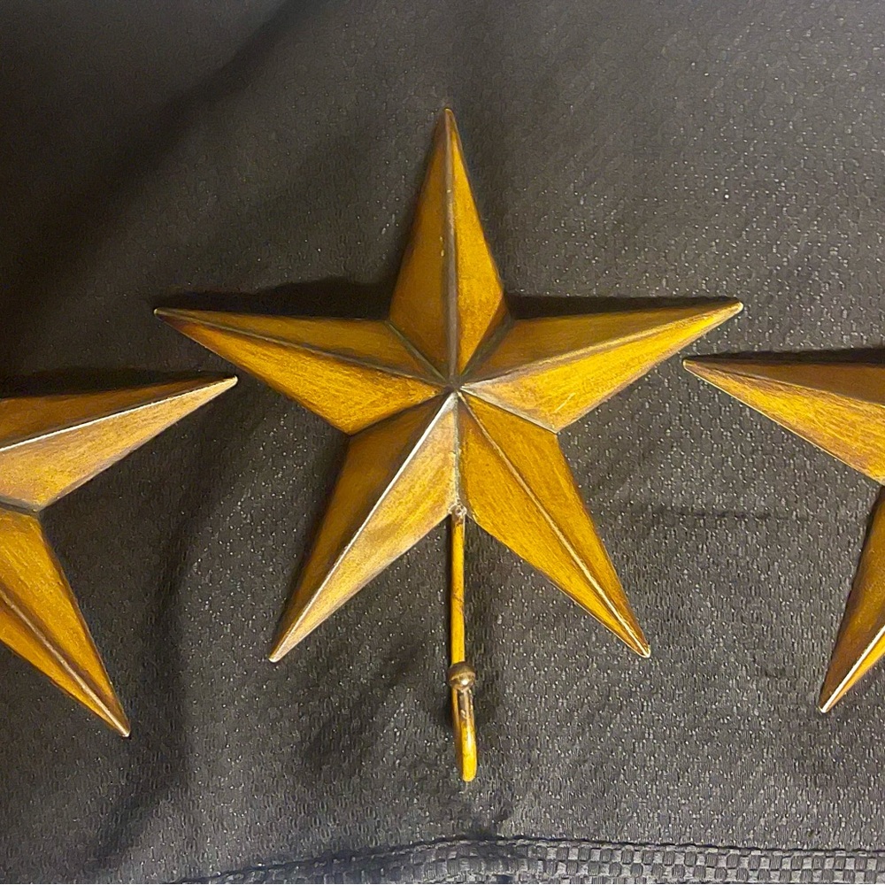 3 Rustic Gold Star Wall Hooks